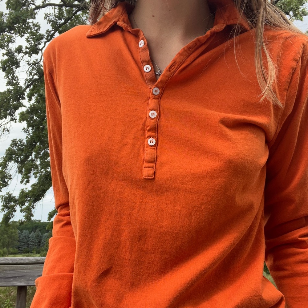 Orange Quarter Button Up Long Sleeve